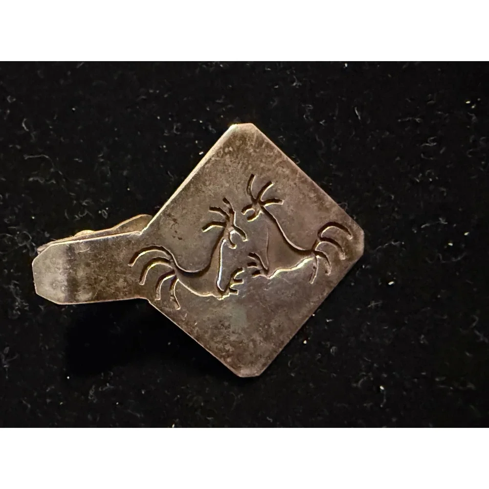 Vintage Taxco Mexico Strling Silver Tie Clip Fighting Cocks